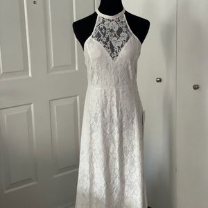 Lulu's White Lace Halter Wedding Dress